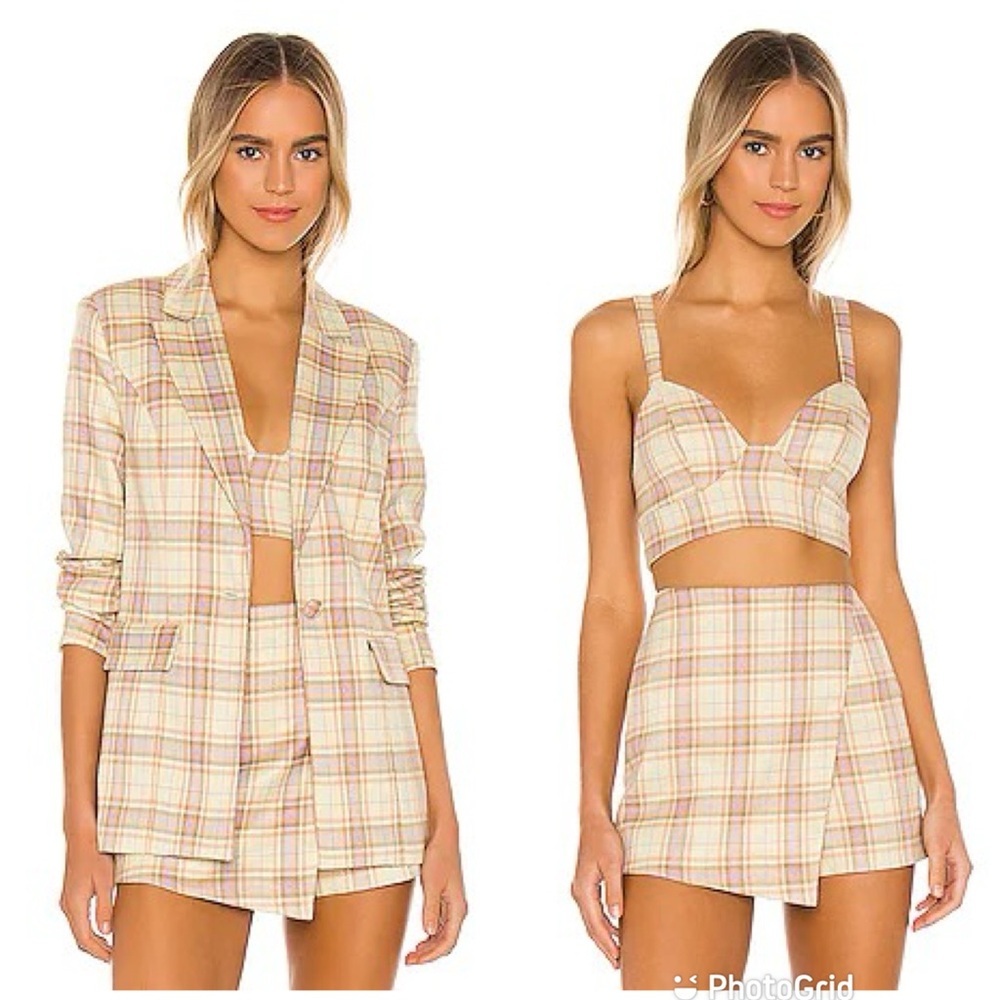 Song or Style Dakota Blazer + Barbara Top + Cloe Skort in Yellow Plaid NWT!